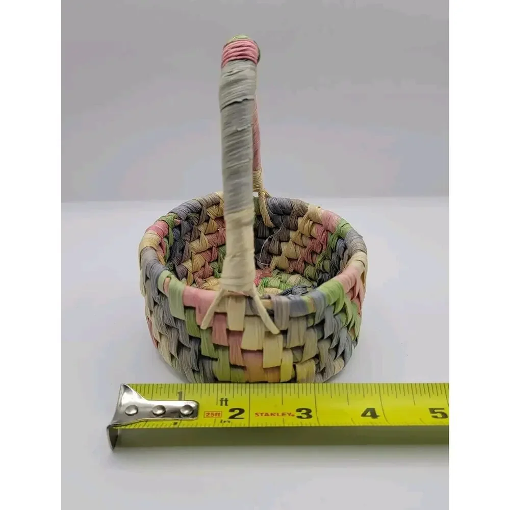 Lot Of 3 Department 56 Pastel Raffia Woven Miniature Spring Easter Baskets Decor